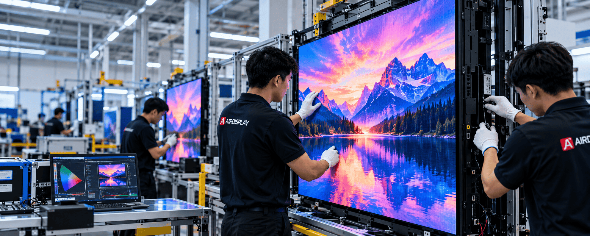 Quality inspection of LED panels in testing facility